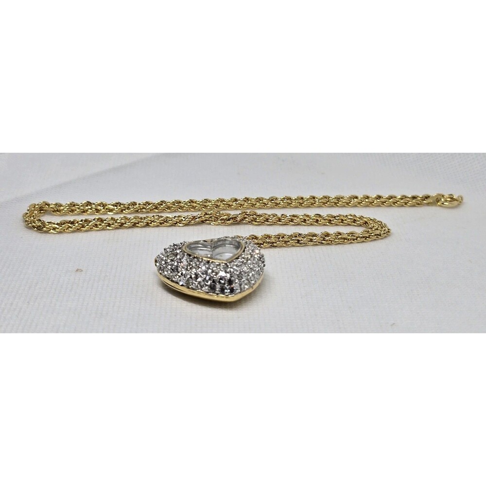 Women's GRUEN Crystal Encrusted Heart Shaped Pendant Watch Necklace 14 - Picture 3 of 4